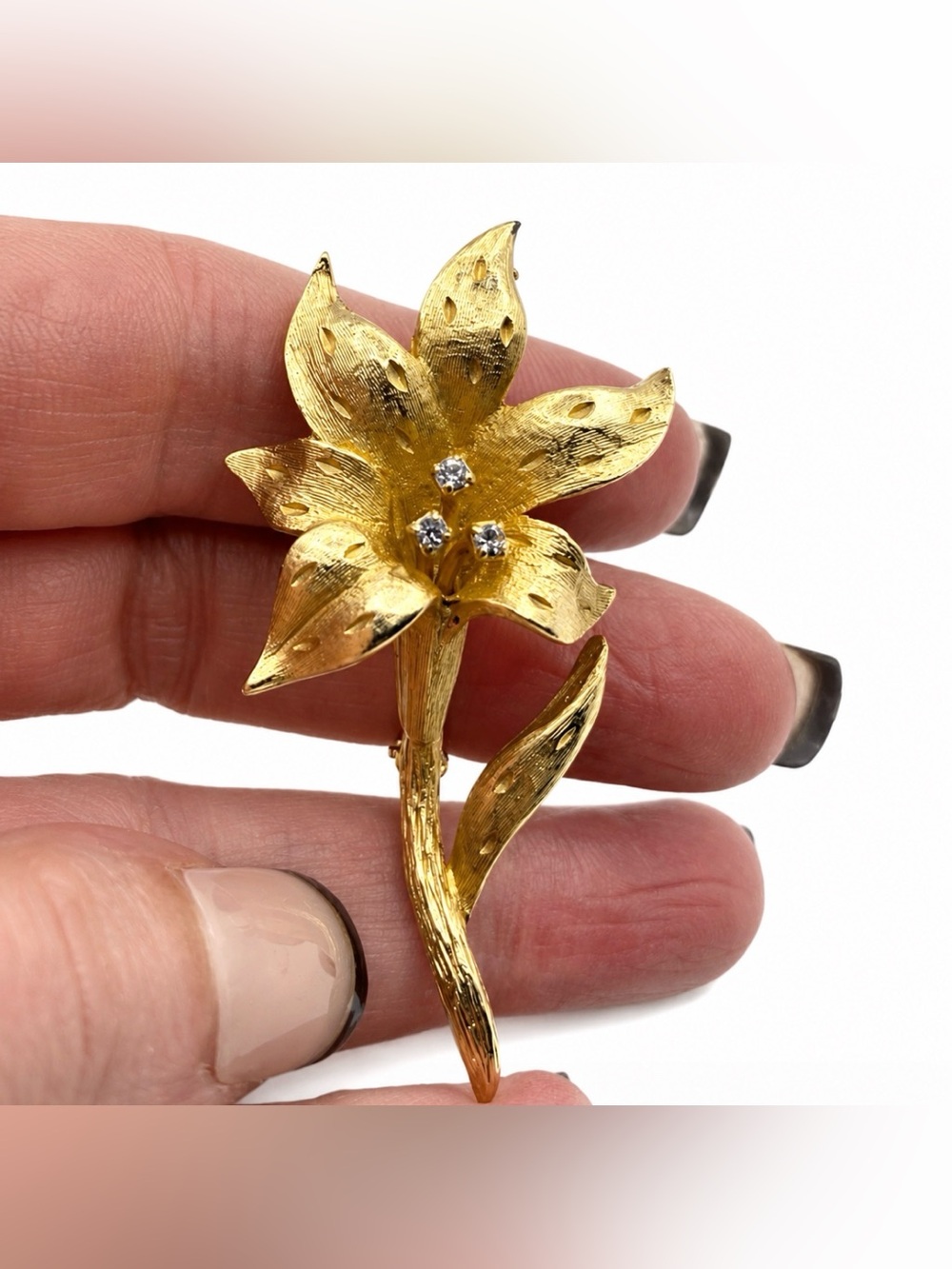 Erwin Pearl "Hi-Lily" Brooch E Pearl Lily Brooch 90's Flower Jewelry Pin Vintage